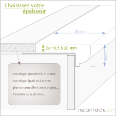 Nez de marche Chêne 85x28mm avec grille (tradition)
