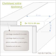 Nez de marche Chêne 85x28mm avec grille (style)