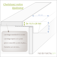 Nez de marche Chêne 48x28mm avec grille
