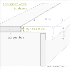 Nez-de-marche en chêne massif pour carrelage